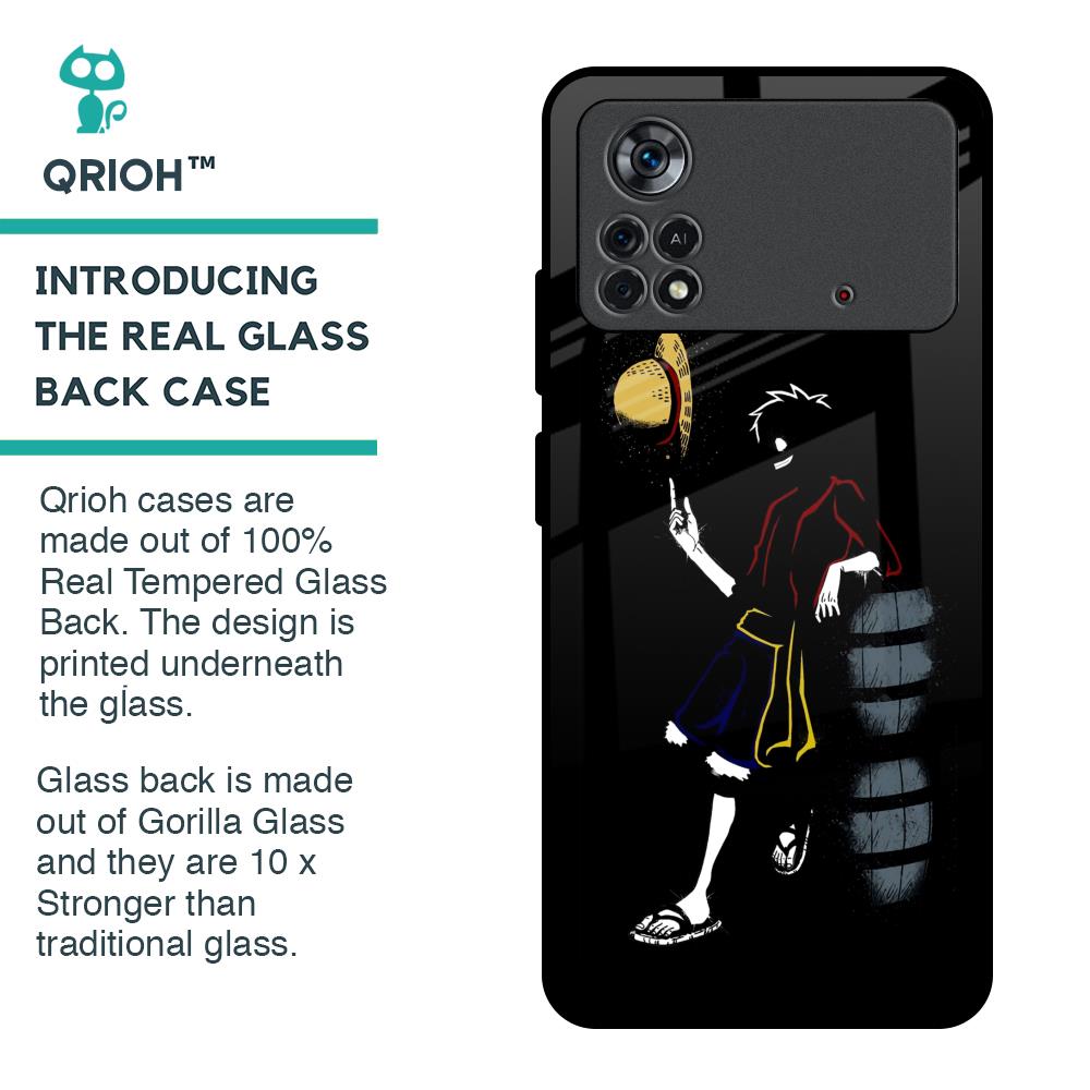Luffy Line Art Glass Case for Poco X4 Pro 5G