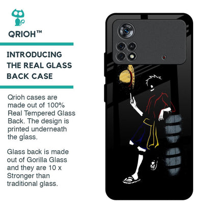 Luffy Line Art Glass Case for Poco X4 Pro 5G