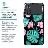 Tropical Leaves & Pink Flowers Glass Case for Poco X4 Pro 5G