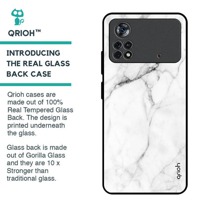 Modern White Marble Glass Case for Poco X4 Pro 5G
