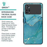 Blue Golden Glitter Glass Case for Poco X4 Pro 5G