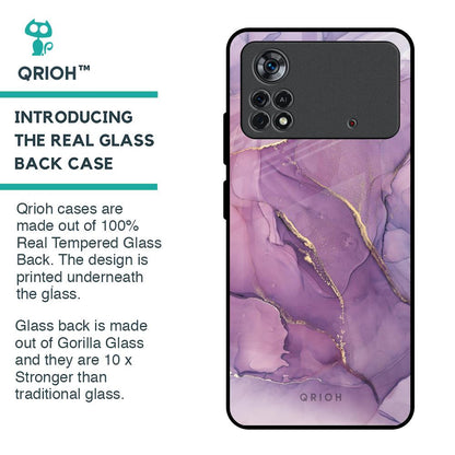 Purple Gold Marble Glass Case for Poco X4 Pro 5G