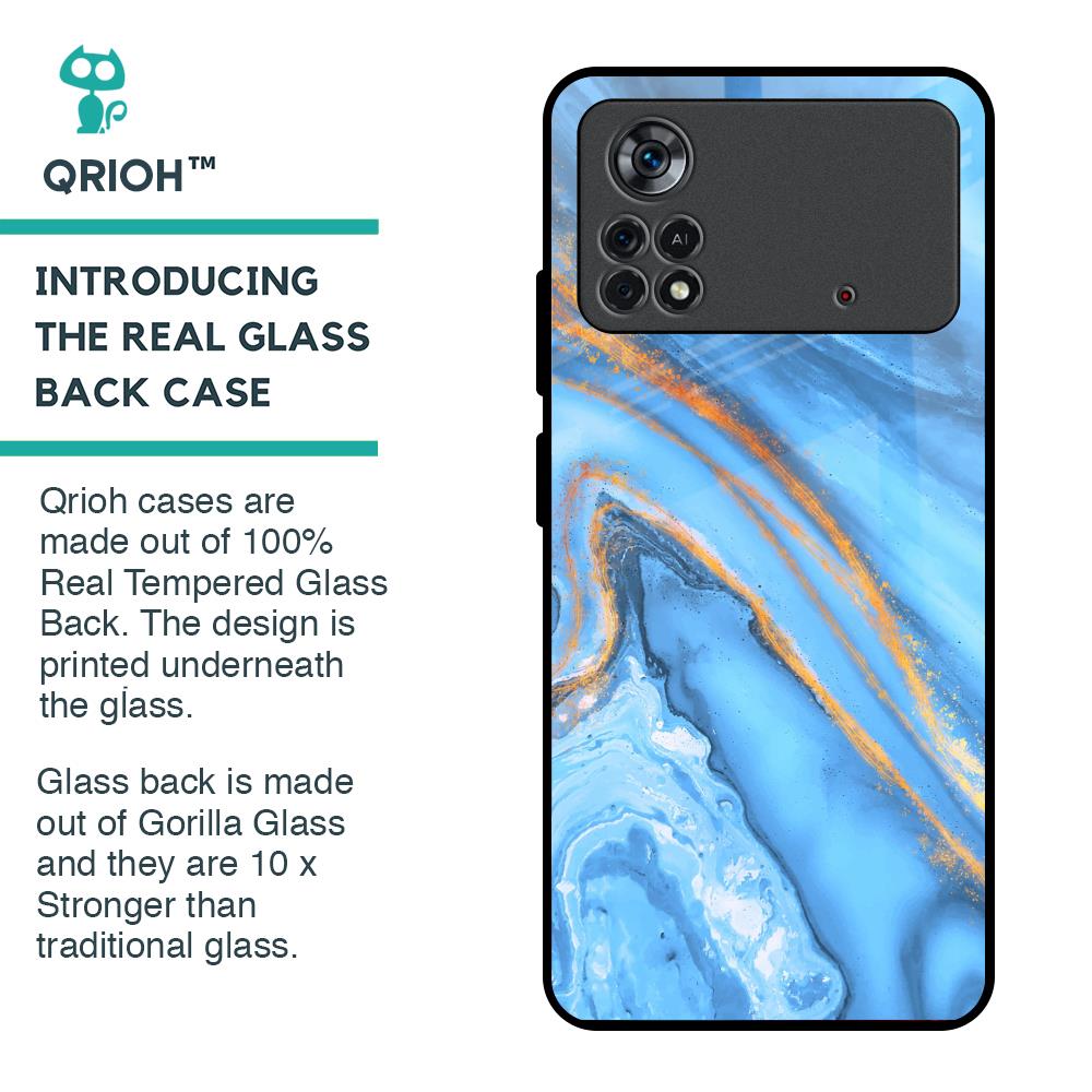 Vibrant Blue Marble Glass Case for Poco X4 Pro 5G