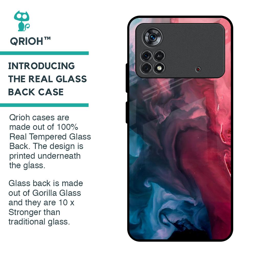 Blue & Red Smoke Glass Case for Poco X4 Pro 5G