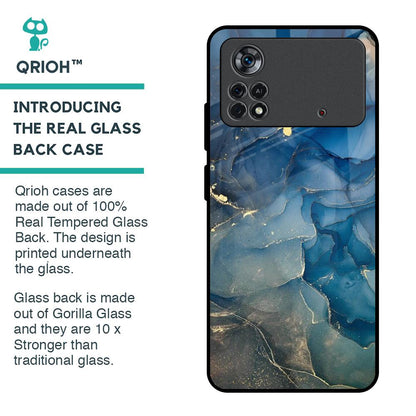 Blue Cool Marble Glass Case for Poco X4 Pro 5G
