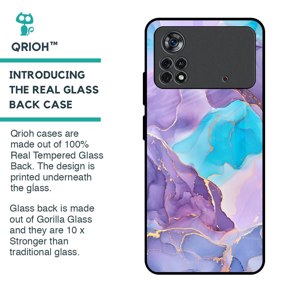 Alcohol ink Marble Glass Case for Poco X4 Pro 5G
