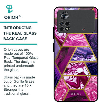 Electroplated Geometric Marble Glass Case for Poco X4 Pro 5G