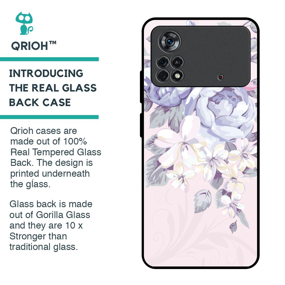 Elegant Floral Glass Case for Poco X4 Pro 5G