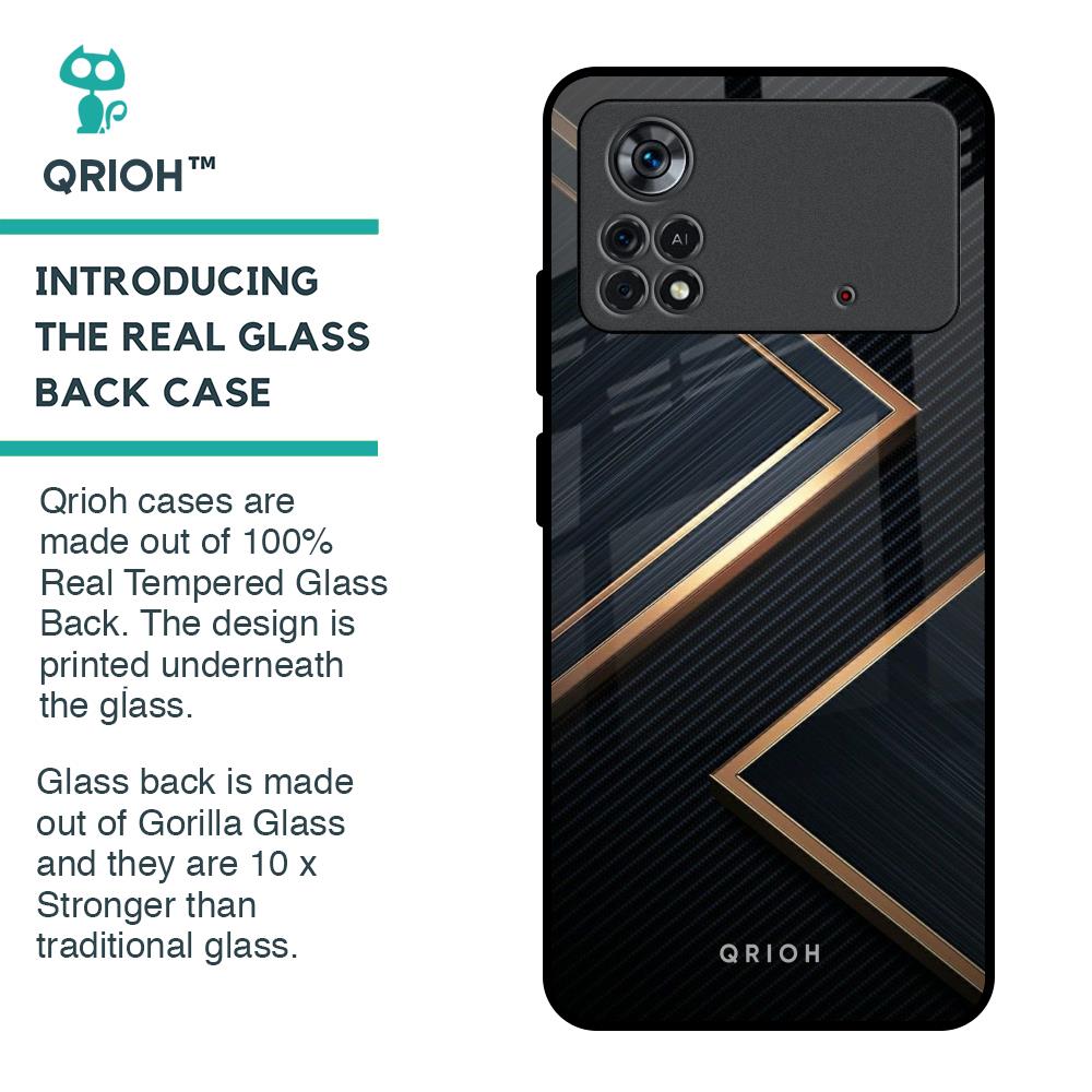 Sleek Golden & Navy Glass Case for Poco X4 Pro 5G