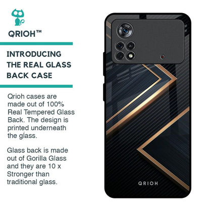Sleek Golden & Navy Glass Case for Poco X4 Pro 5G