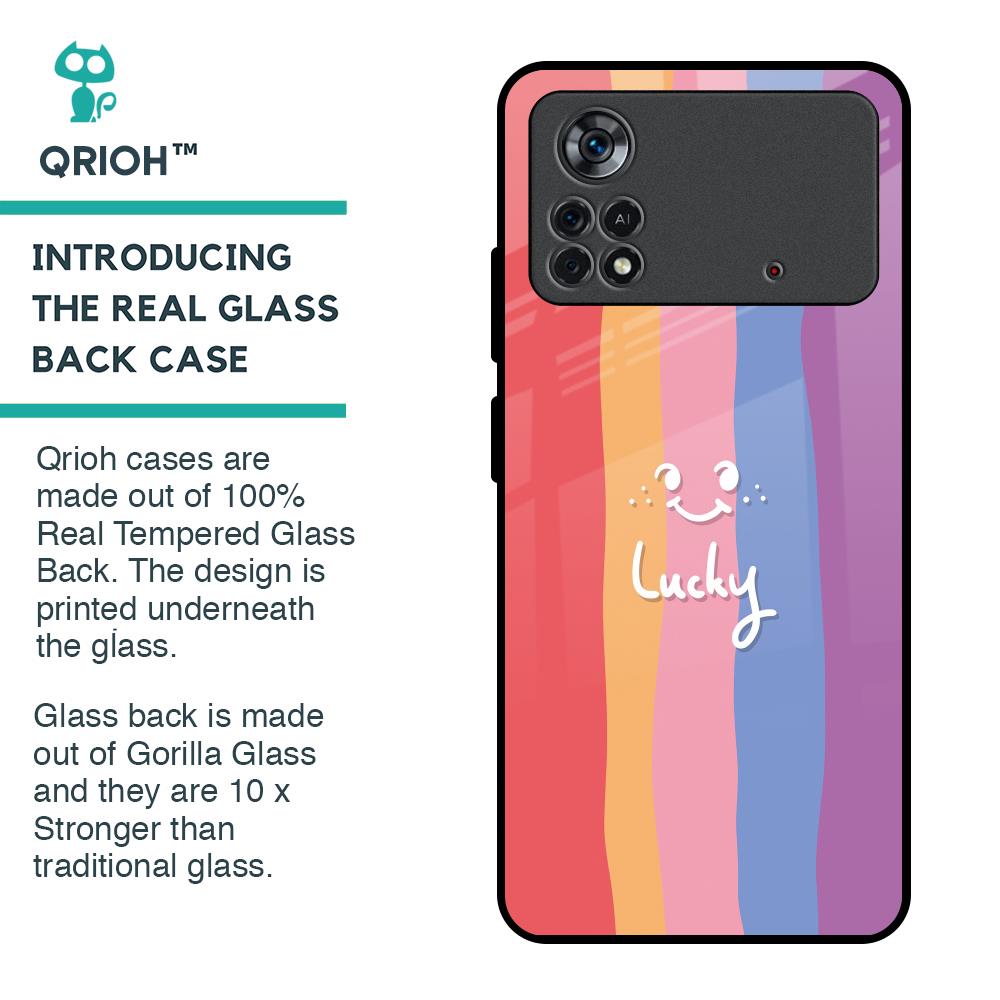 Lucky Abstract Glass Case for Poco X4 Pro 5G