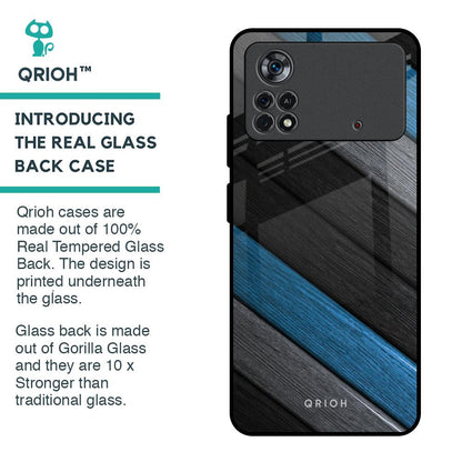 Multicolor Wooden Effect Glass Case for Poco X4 Pro 5G