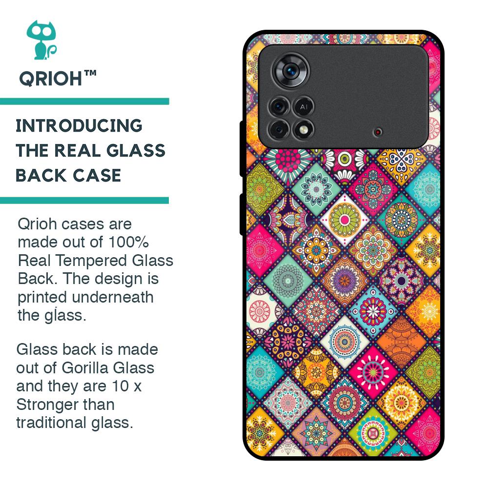 Multicolor Mandala Glass Case for Poco X4 Pro 5G