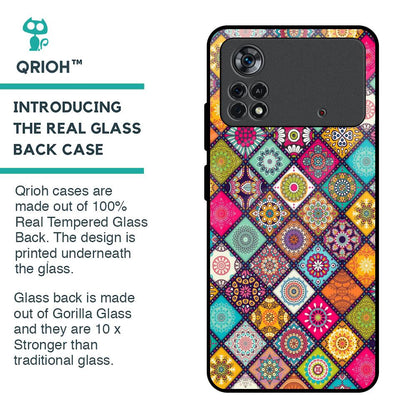 Multicolor Mandala Glass Case for Poco X4 Pro 5G