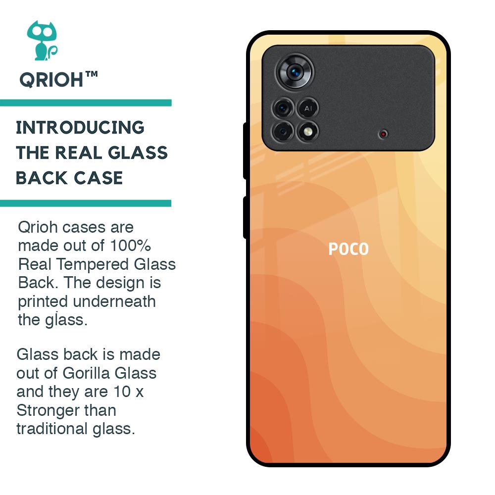 Orange Curve Pattern Glass Case for Poco X4 Pro 5G