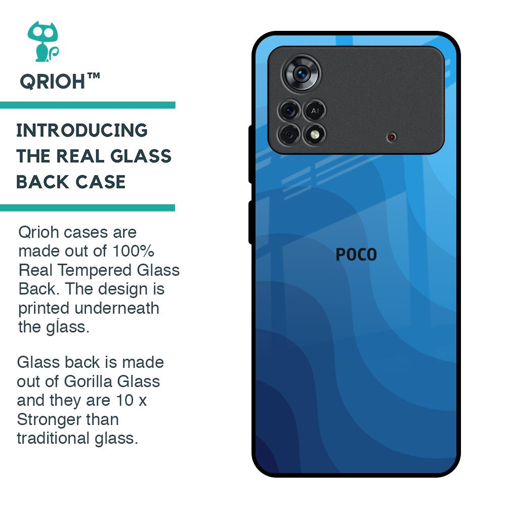 Blue Wave Abstract Glass Case for Poco X4 Pro 5G