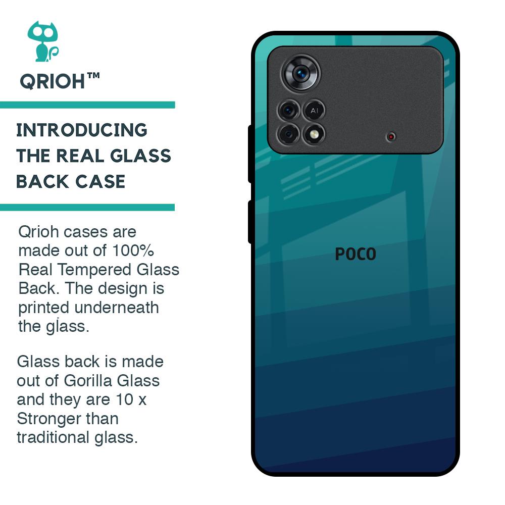 Green Triangle Pattern Glass Case for Poco X4 Pro 5G