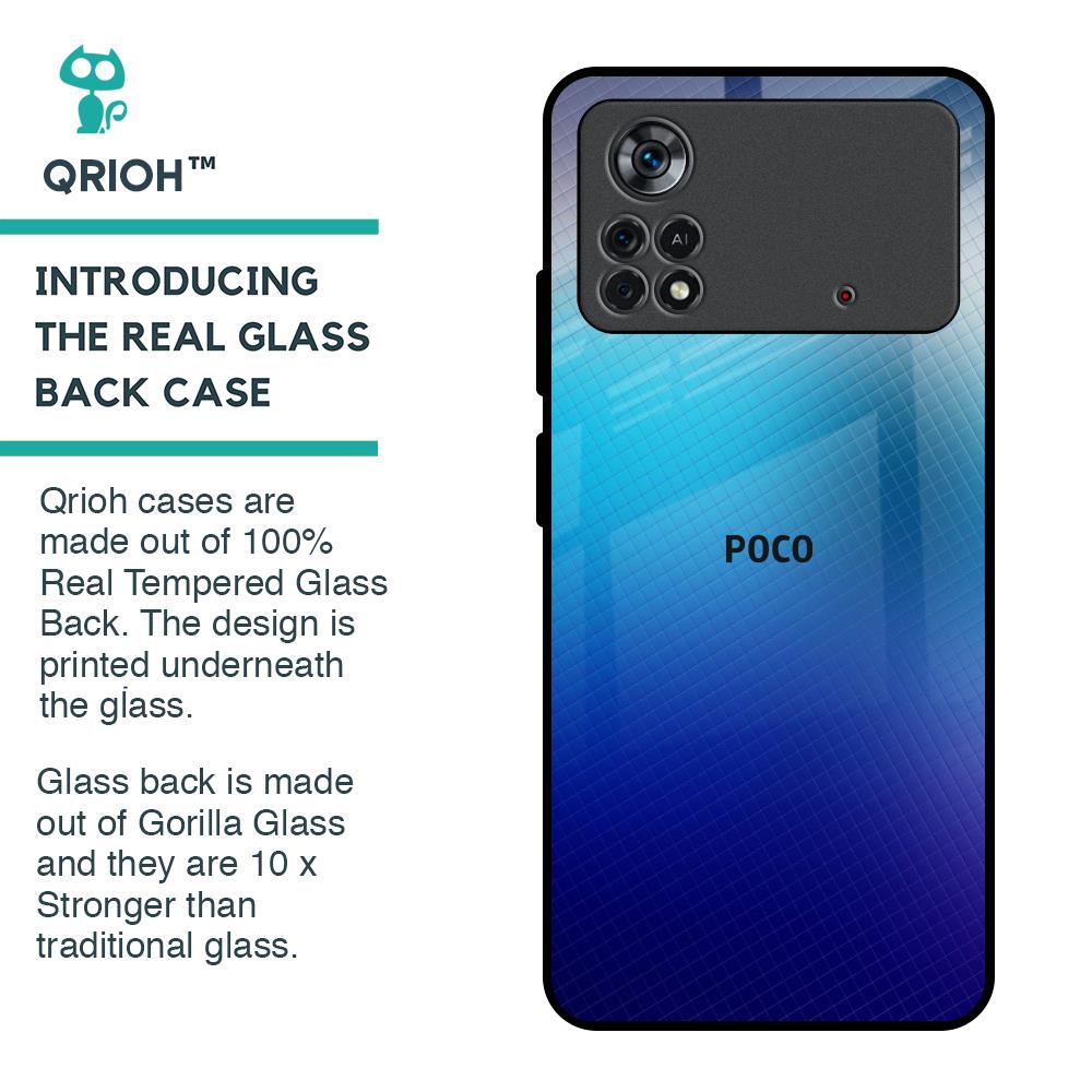 Blue Rhombus Pattern Glass Case for Poco X4 Pro 5G