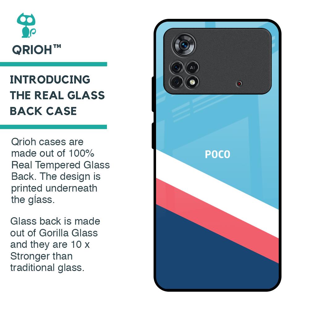 Pink & White Stripes Glass Case For Poco X4 Pro 5G