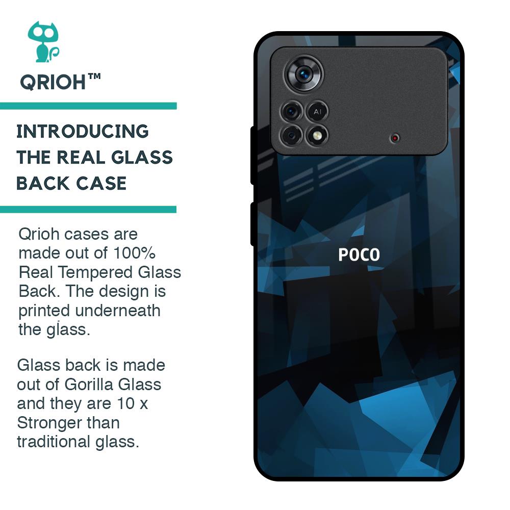 Polygonal Blue Box Glass Case For Poco X4 Pro 5G