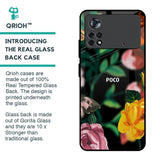 Flowers & Butterfly Glass Case for Poco X4 Pro 5G