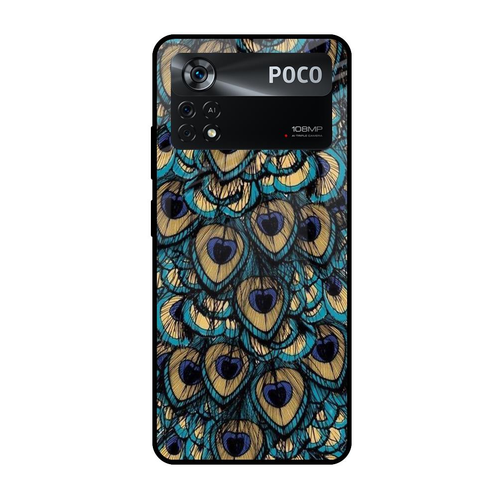 Peacock Feathers Poco X4 Pro 5G Glass Cases & Covers Online