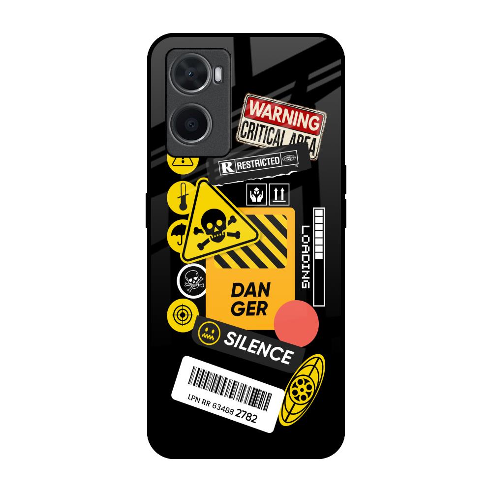 Danger Signs Oppo A76 Glass Back Cover Online