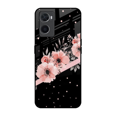 Floral Black Band Oppo A76 Glass Back Cover Online