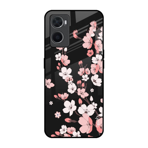 Black Cherry Blossom Oppo A76 Glass Back Cover Online
