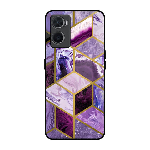 Purple Rhombus Marble Oppo A76 Glass Back Cover Online
