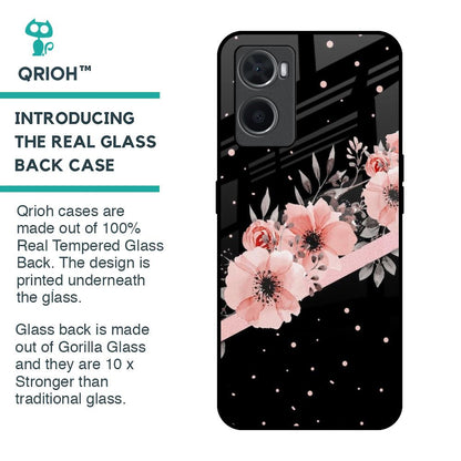 Floral Black Band Glass Case For Oppo A76