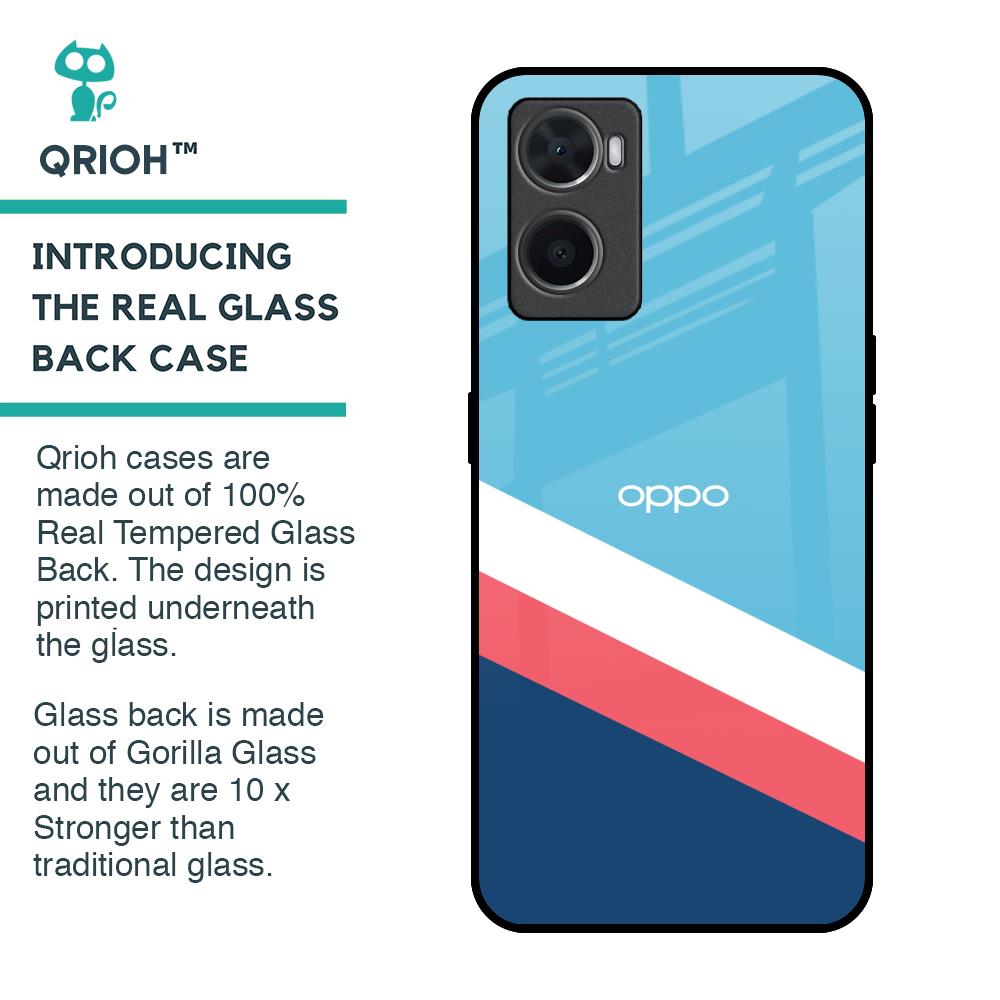 Pink & White Stripes Glass Case For Oppo A76