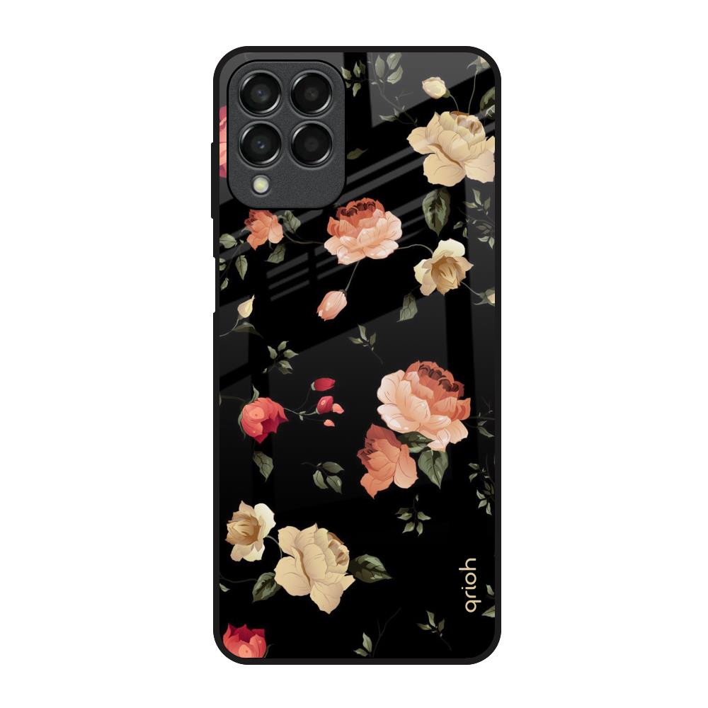 Black Spring Floral Samsung Galaxy M33 5G Glass Back Cover Online