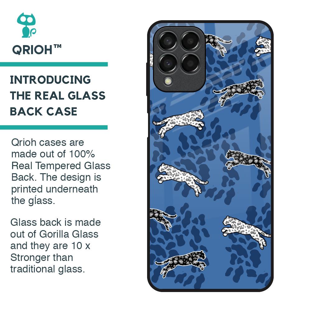 Blue Cheetah Glass Case for Samsung Galaxy M33 5G