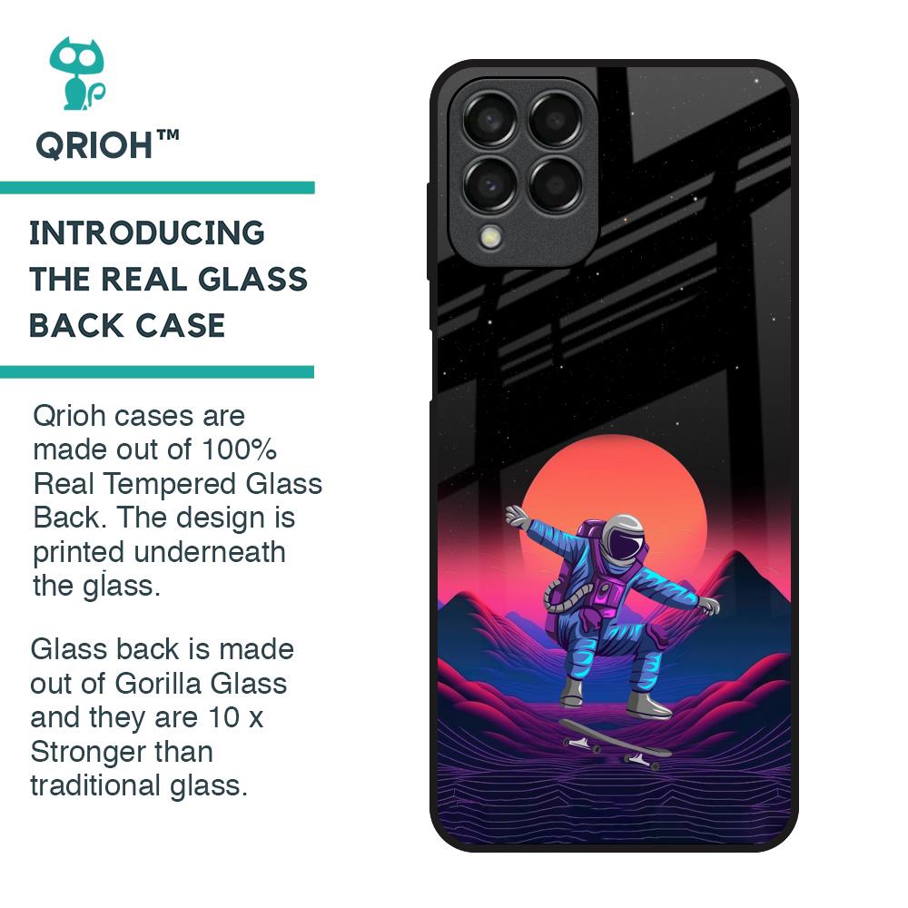 Retro Astronaut Glass Case for Samsung Galaxy M33 5G