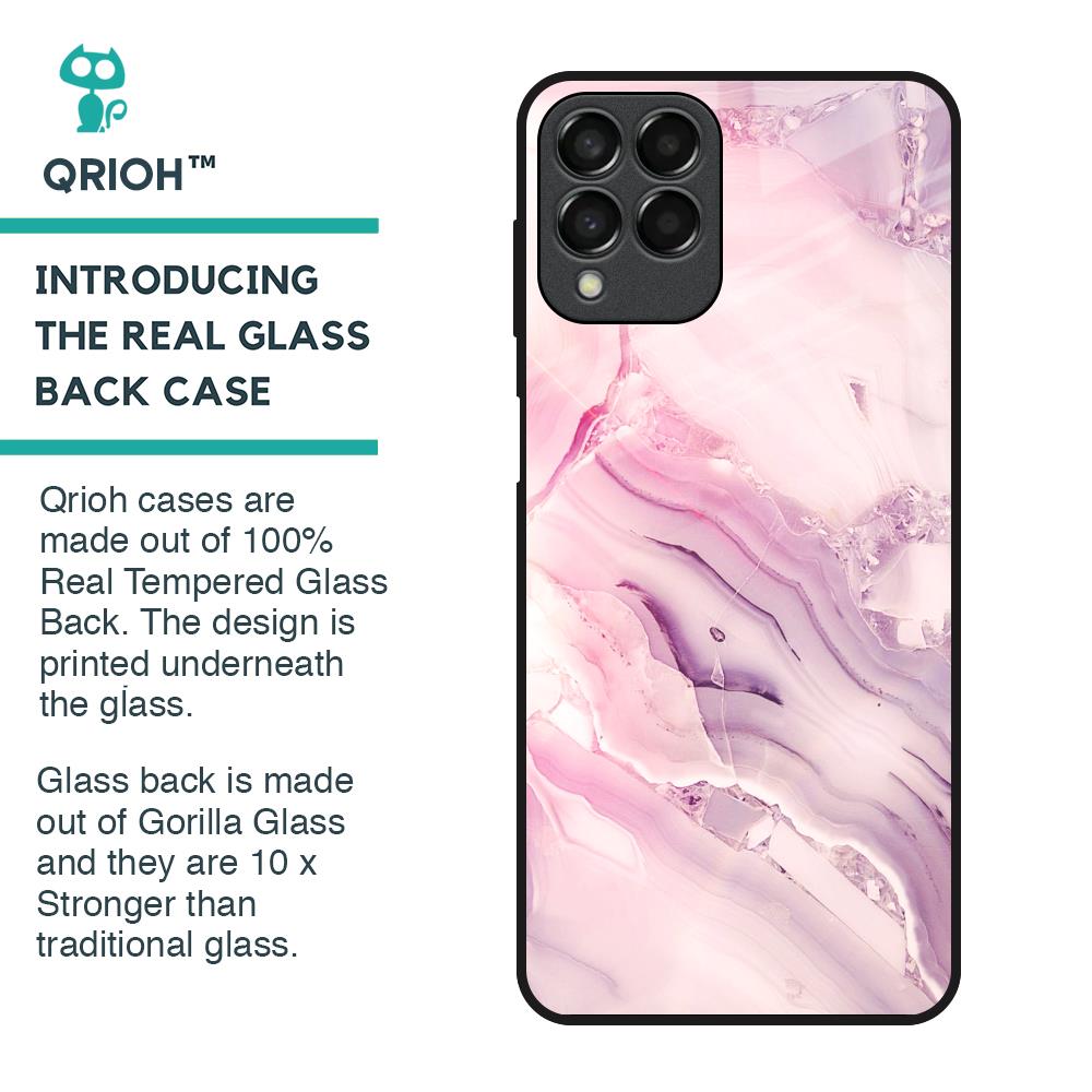 Diamond Pink Gradient Glass Case For Samsung Galaxy M33 5G
