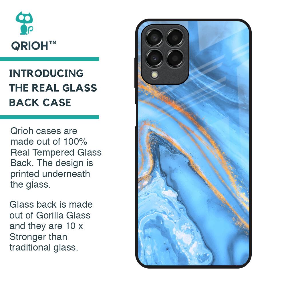 Vibrant Blue Marble Glass Case for Samsung Galaxy M33 5G