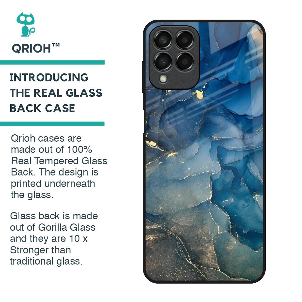 Blue Cool Marble Glass Case for Samsung Galaxy M33 5G