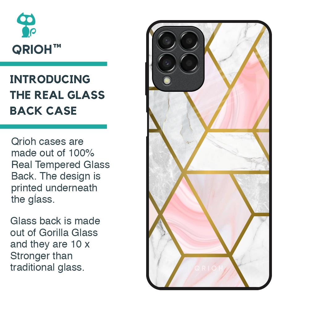 Geometrical Marble Glass Case for Samsung Galaxy M33 5G