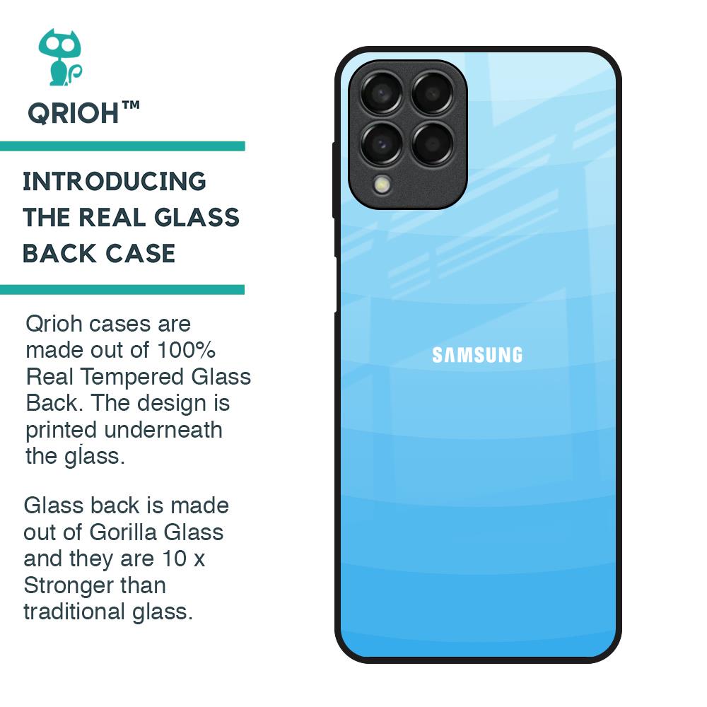 Wavy Blue Pattern Glass Case for Samsung Galaxy M33 5G