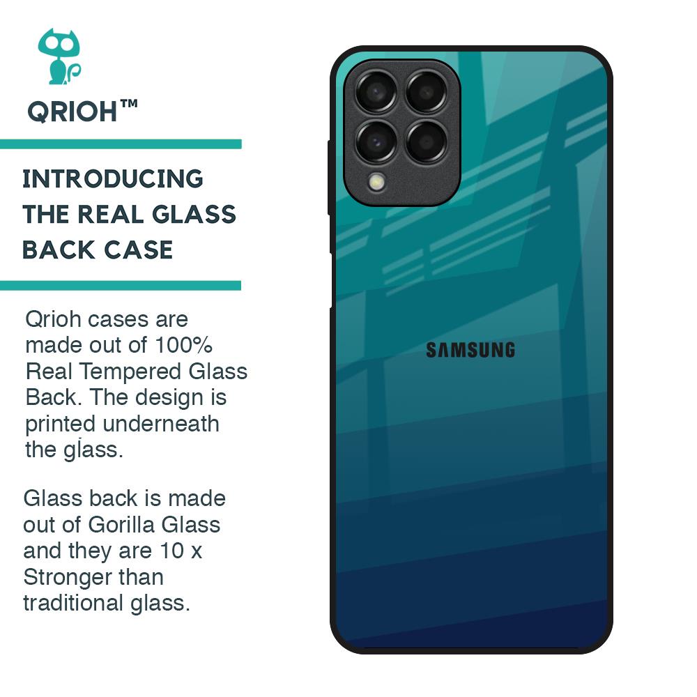 Green Triangle Pattern Glass Case for Samsung Galaxy M33 5G
