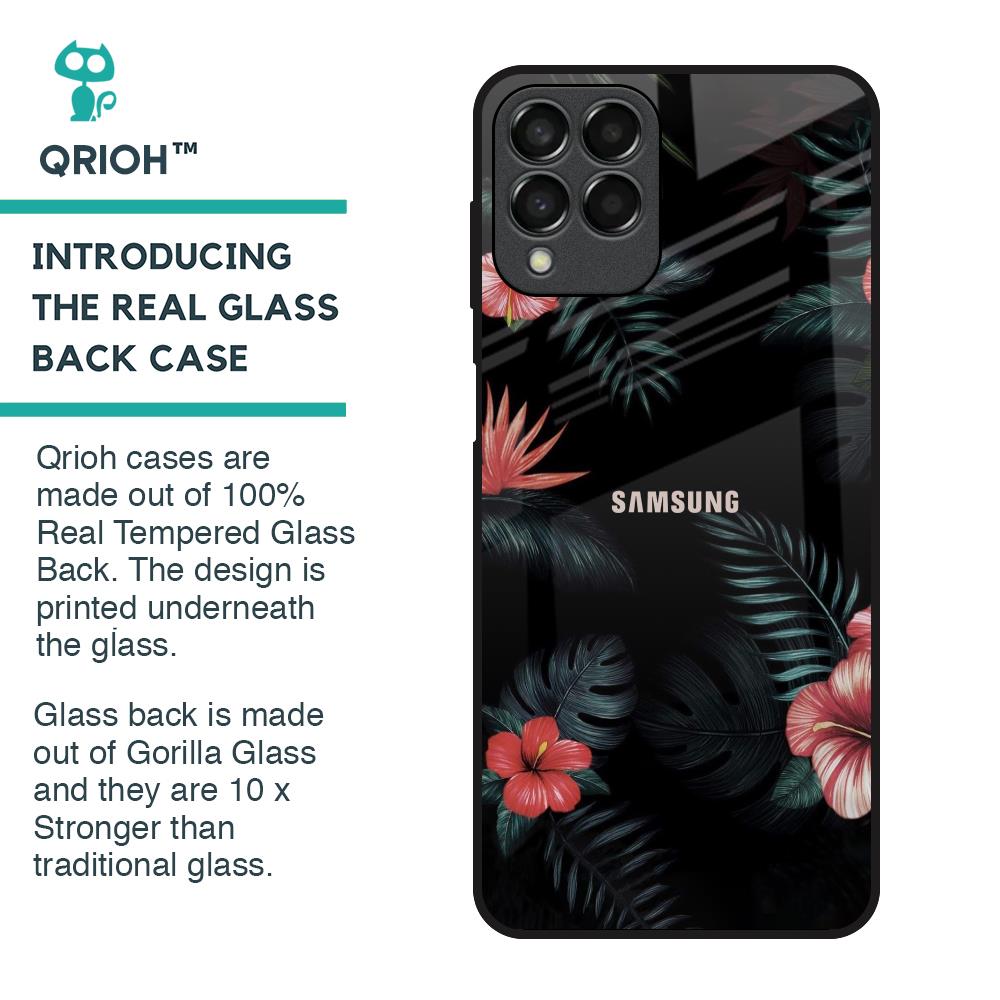 Tropical Art Flower Glass Case for Samsung Galaxy M33 5G