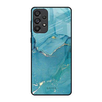 Blue Golden Glitter Samsung Galaxy A33 5G Glass Back Cover Online