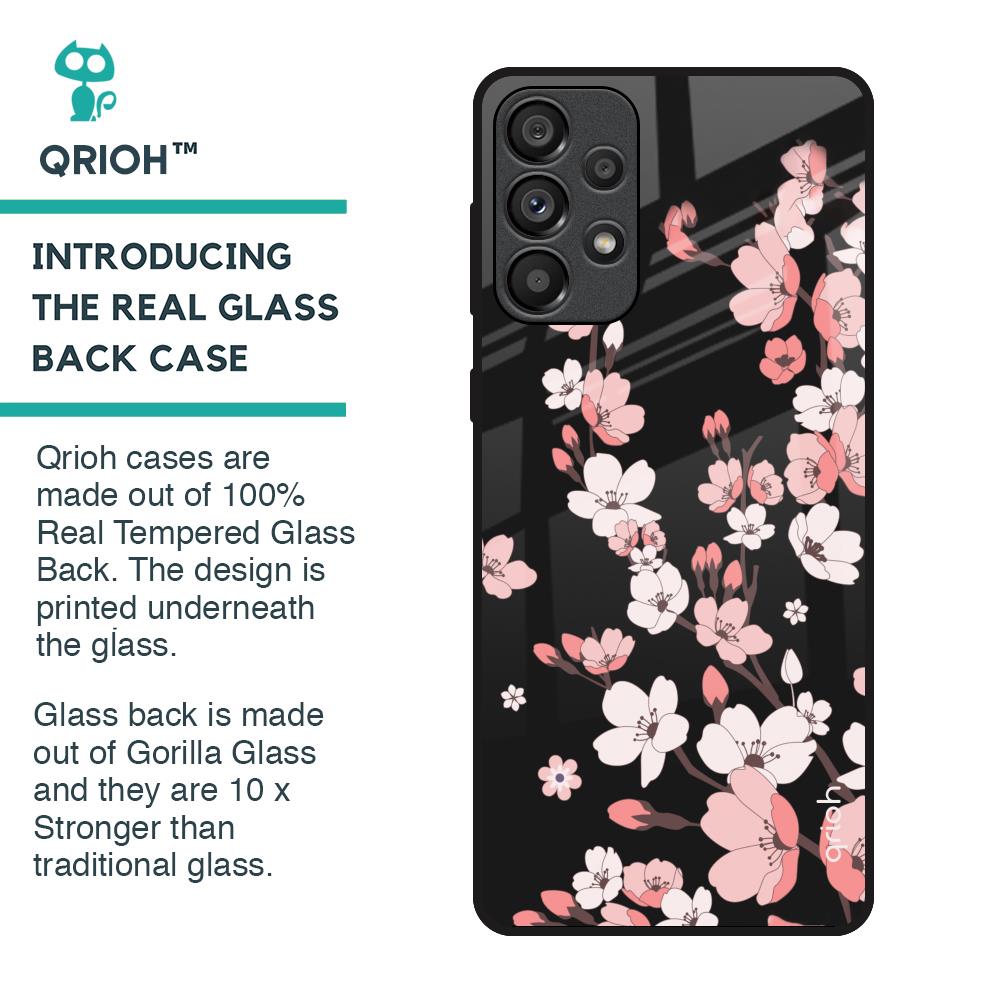 Black Cherry Blossom Glass Case for Samsung Galaxy A33 5G