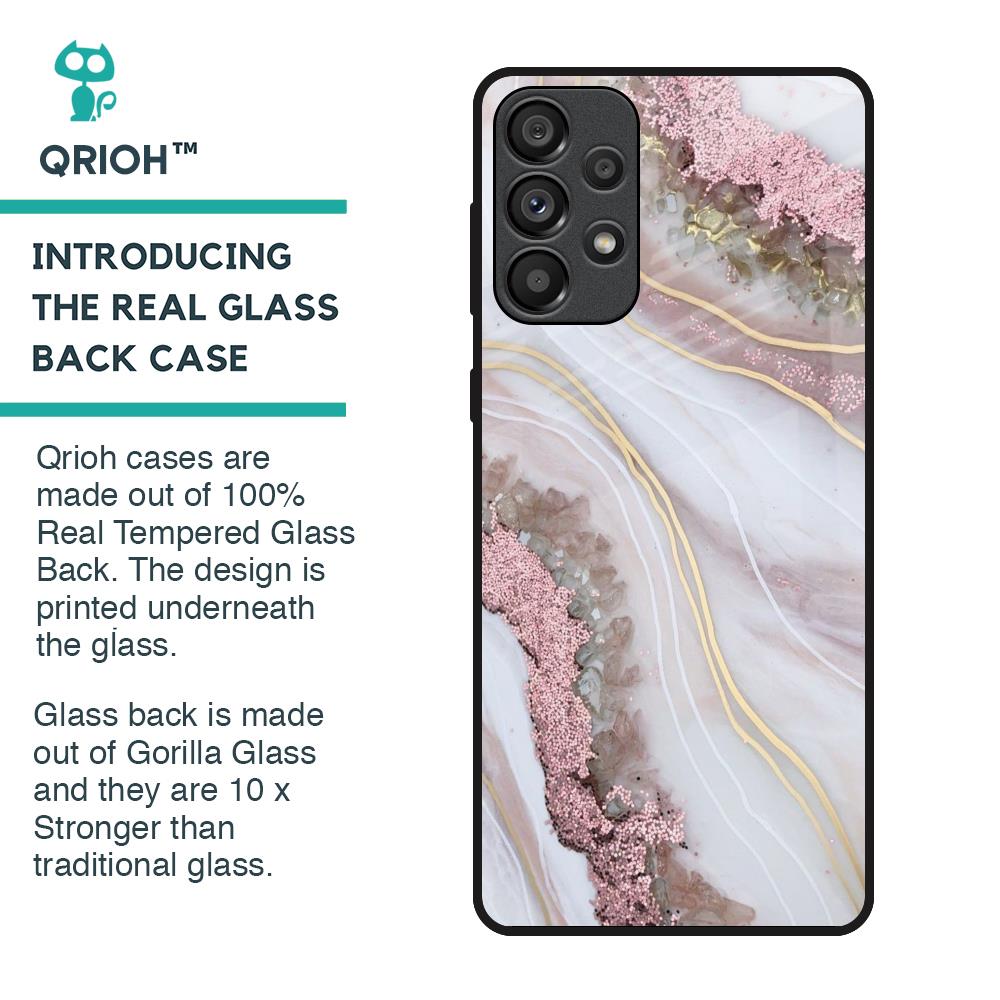 Pink & Gold Gllitter Marble Glass Case for Samsung Galaxy A33 5G
