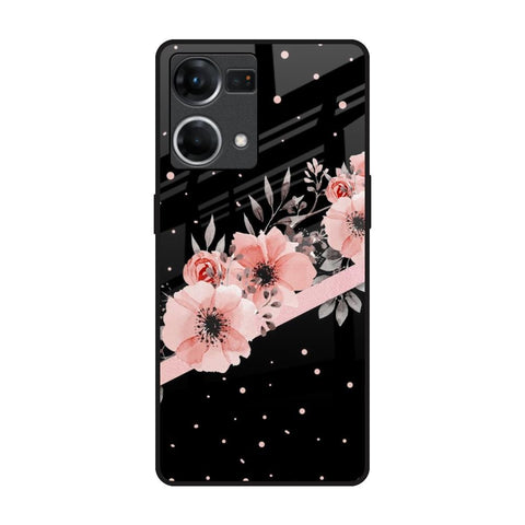 Floral Black Band OPPO F21 Pro Glass Back Cover Online