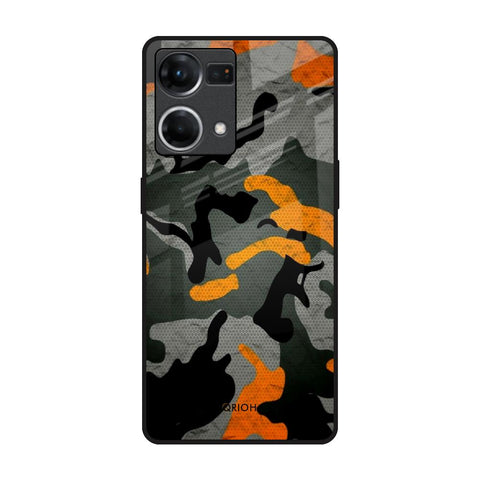 Camouflage Orange OPPO F21 Pro Glass Back Cover Online