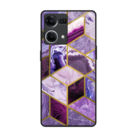 Purple Rhombus Marble OPPO F21 Pro Glass Back Cover Online