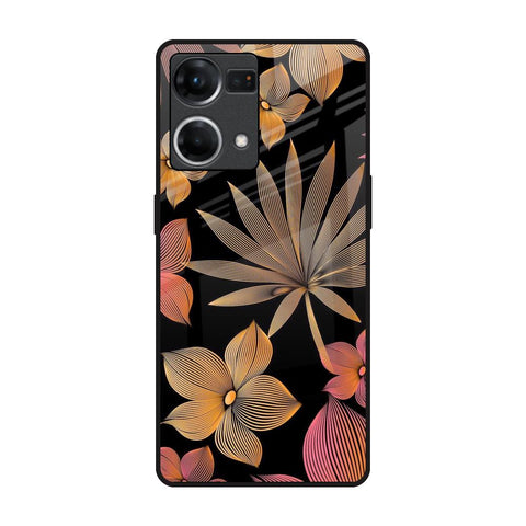 Lines Pattern Flowers OPPO F21 Pro Glass Back Cover Online