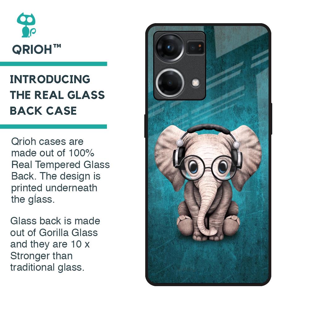 Adorable Baby Elephant Glass Case For OPPO F21 Pro